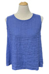 Saga Linen Sleeveless Back Button Top in Periwinkle Style 5299B