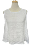 Saga Linen Sleeveless Back Button Top in White Style 5299B
