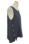 Saga Linen Sleeveless Button Accent Tank in Charcoal 2634
