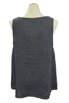 Saga Linen Sleeveless Button Accent Tank in Charcoal 2634