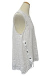 Saga Linen Sleeveless Button Accent Tank in White 2634