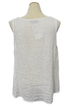 Saga Linen Sleeveless Button Accent Tank in White 2634