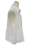Saga Linen Sleeveless Collar Babydoll Top in White 31332