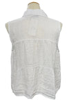Saga Linen Sleeveless Collar Babydoll Top in White 31332