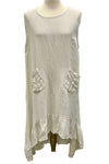 Saga Linen Sleeveless Ruffle Hem Hi-Lo Dress in Sand Style GN31176