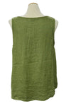 Saga Linen Sleeveless Side Button Top in Kiwi 1511