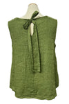 Saga Linen Sleeveless Tie Back Top in Kiwi GN30780