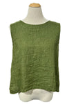 Saga Linen Sleeveless Tie Back Top in Kiwi GN30780