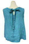 Saga Linen Sleeveless Tie Back Top in Seablue GN30780
