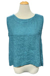 Saga Linen Sleeveless Tie Back Top in Seablue GN30780
