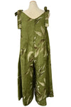 Saga Linen Tie Shoulder Leaves Print Jumpsuit in Kiwi Style 3252