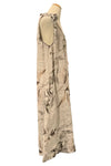 Saga Linen Tie Shoulder Leaves Print Jumpsuit in Sand Style 3252