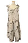 Saga Linen Tie Shoulder Leaves Print Jumpsuit in Sand Style 3252