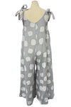 Saga Linen Tie Shoulder Polka Dot Jumpsuit in Silver 3252P