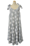 Saga Linen Tie Shoulder Polka Dot Jumpsuit in Silver 3252P