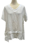 Saga Linen V-Neck Asymmetrical 2 Pocket Top in White Style GN31011