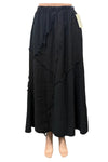 Saga Linen Weave Accent Skirt in Black 31327