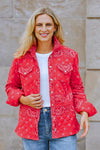 Shannon Passero Bandana Quilted Shacket in Red
