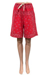 Shannon Passero Cotton Gauze Bandana Bermuda Shorts in Red
