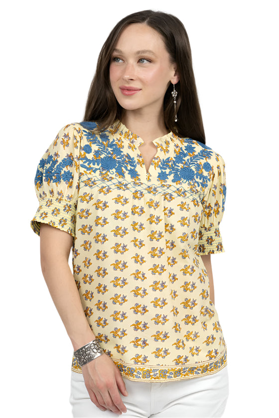 Sister Mary By Ivy Camilla Top in Yellow Border