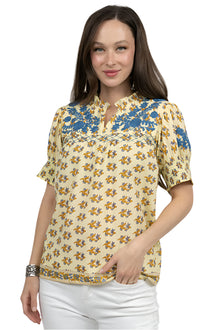  Sister Mary By Ivy Camilla Top in Yellow Border