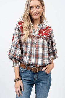  Sister Mary By Ivy Jane Camilla Ann Top in Ivory Plaid