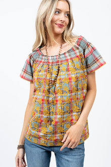  Sister Mary By Ivy Jane Claudia Top in Blue Plaid