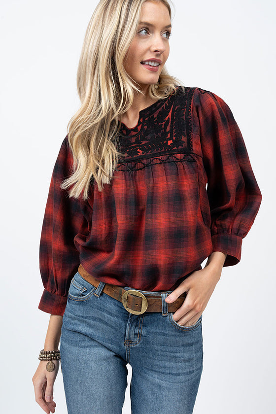 Sister Mary By Ivy Jane Patsy Ray Top in Red Plaid