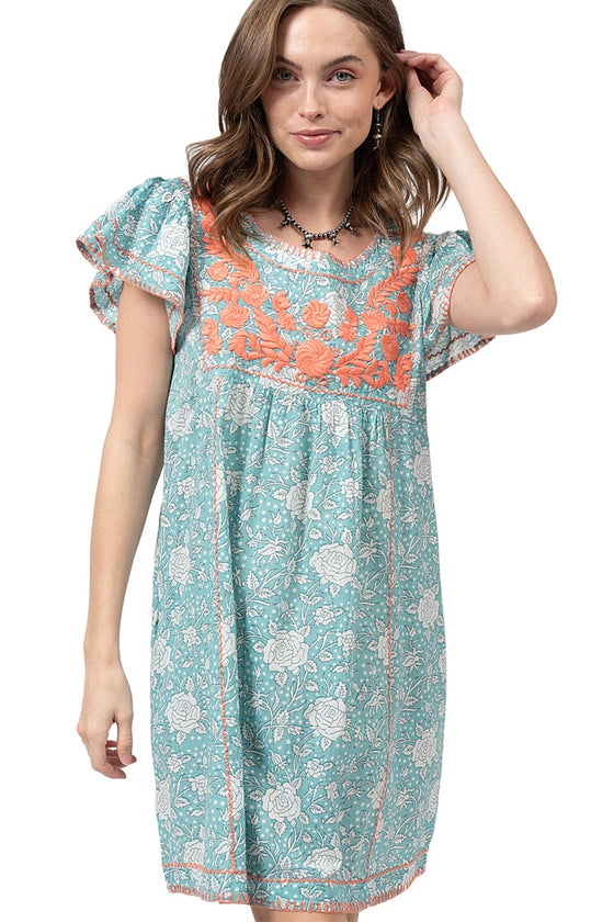 Sister Mary By Ivy Jane Veronica Dress in Aqua Block Style VERONICA