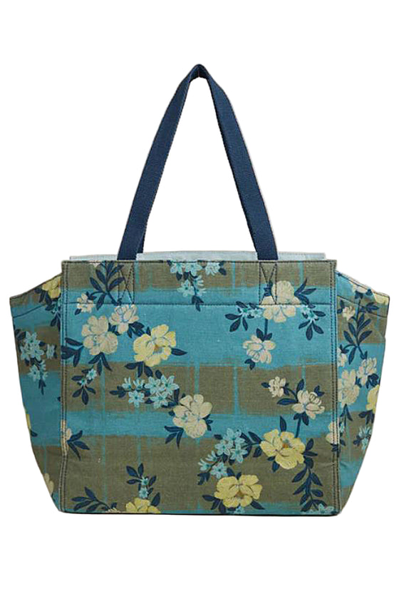 Spartina Shop Tote in Serpentine Floral Pane Teal