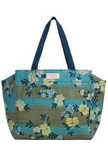  Spartina Shop Tote in Serpentine Floral Pane Teal