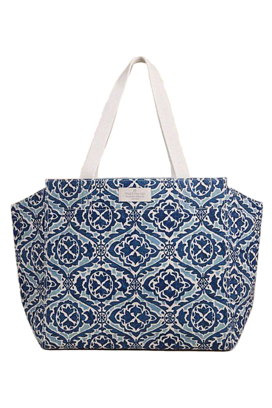 Spartina Shop Tote in Serpentine Medallion Ikat Cream