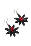 Sylca Designs Black and Red Amaya Flower Dangle Earrings