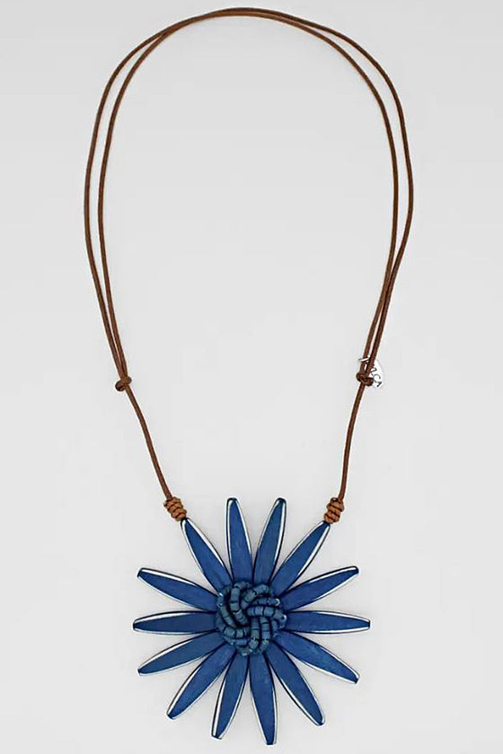 Sylca Designs Blue Amaya Flower Statement Necklace