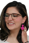 Sylca Designs Double Bead Sarah Earrings in Fuchsia