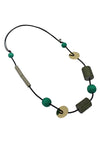 Sylca Designs Layla Reclaimed Wooden Necklace in Green