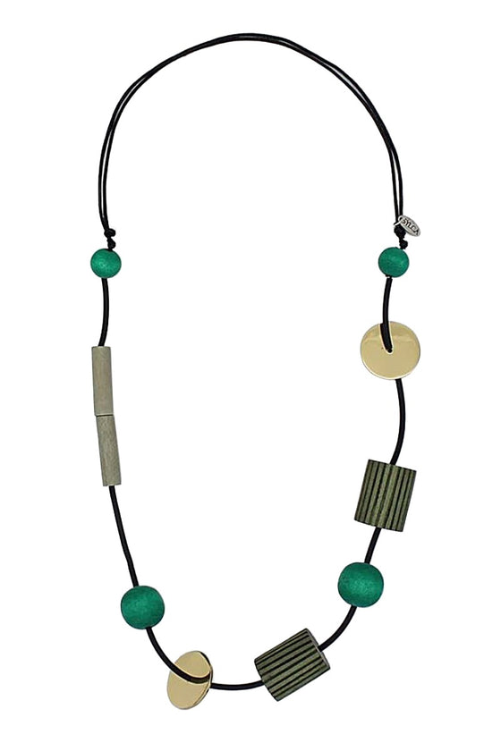 Sylca Designs Layla Reclaimed Wooden Necklace in Green