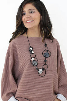  Sylca Designs Monochromatic Hayden Disk Necklace in Black