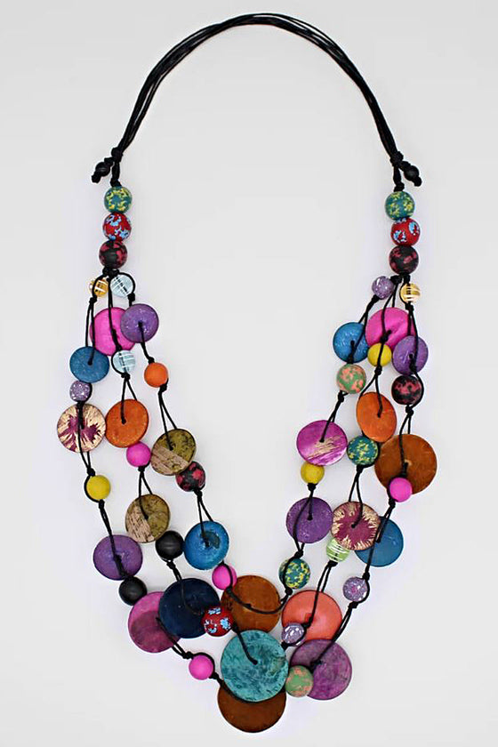 Sylca Designs Multi Color Calypso Triple Strand Necklace
