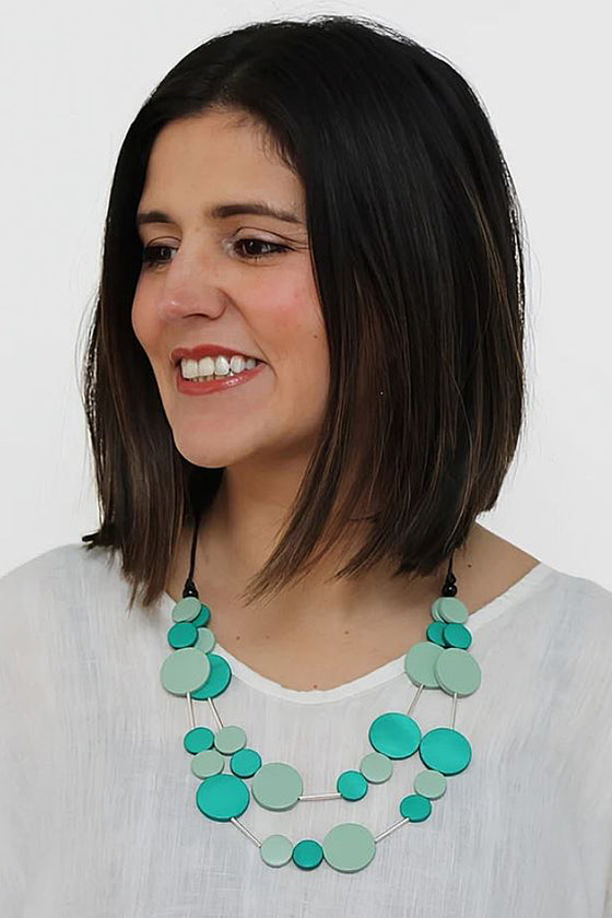 Sylca Designs Multi Strand Aqua Beaded Mila Necklace