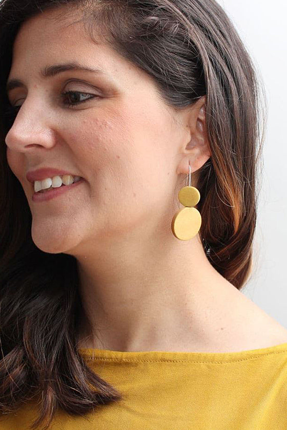 Sylca Designs Mustard Double Bead Sarah Earrings