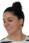 Sylca Designs Orange Wood and Shell Half Moon Dangle Earrings