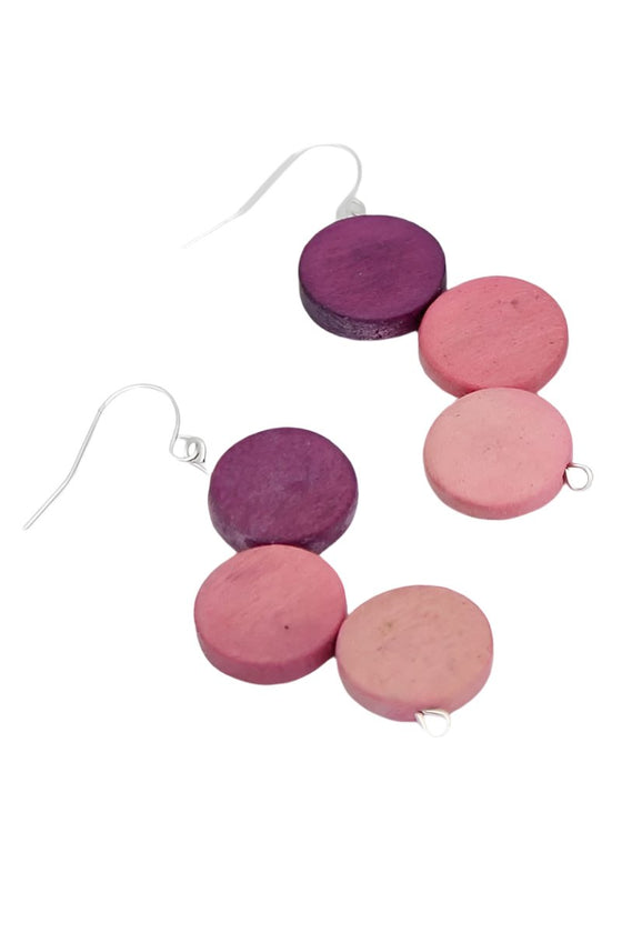 Sylca Designs Pink Triple Disk Stacked Earrings