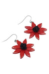 Sylca Designs Red Amaya Flower Dangle Earrings