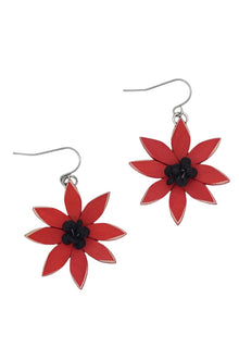  Sylca Designs Red Amaya Flower Dangle Earrings