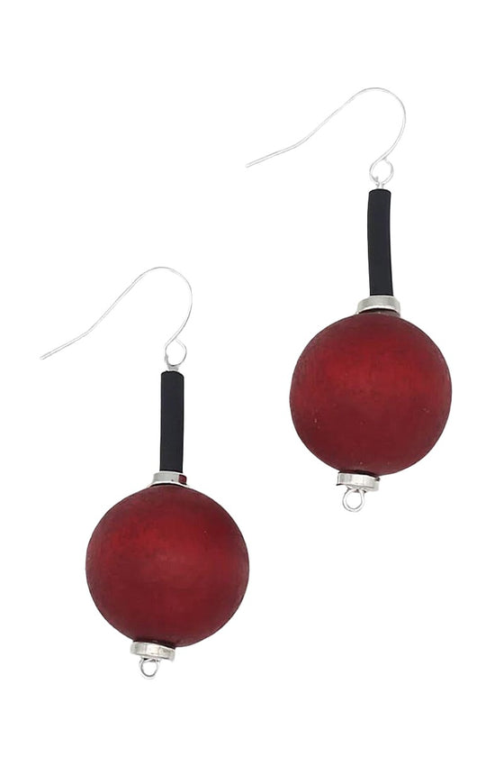 Sylca Designs Red Ball Drop Earring Style SD24E06