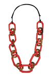 Sylca Designs Red-Orange Luzara Link Necklace BP23N37-RED