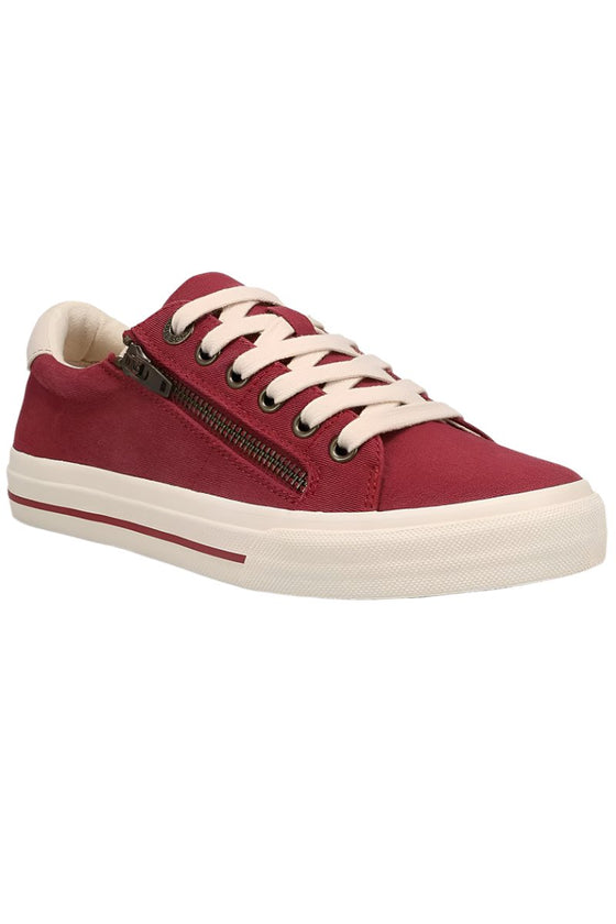 Taos Z Soul Canvas Sneaker in Crimson/Ecru Distressed