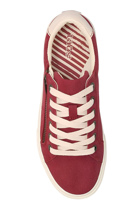 Taos Z Soul Canvas Sneaker in Crimson/Ecru Distressed