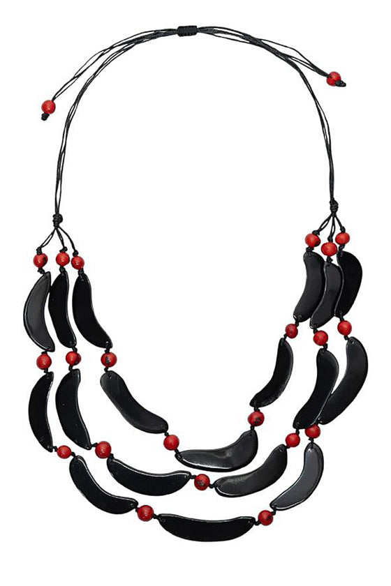 Taqua by Soraya Cedeno Clementine Necklace in Red and Black SC1774-RO-ON